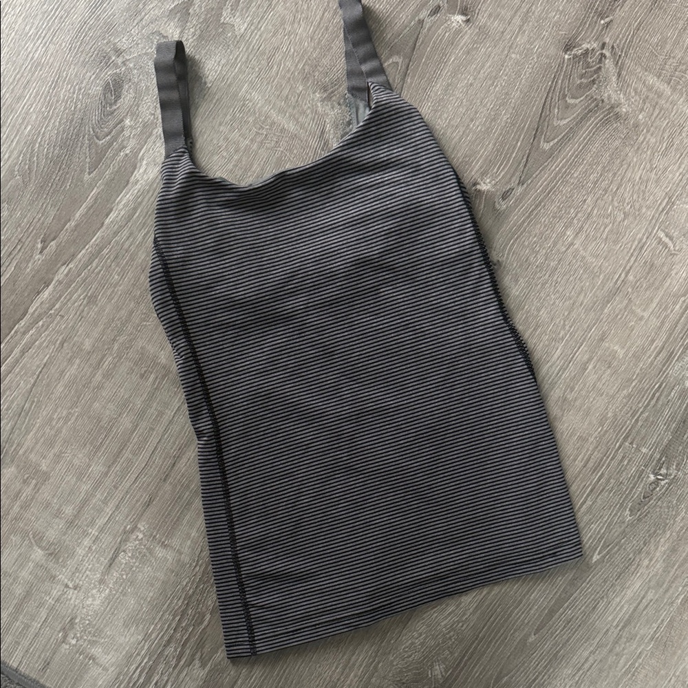 Lululemon Athletica Black and Gray Striped Tank Top
